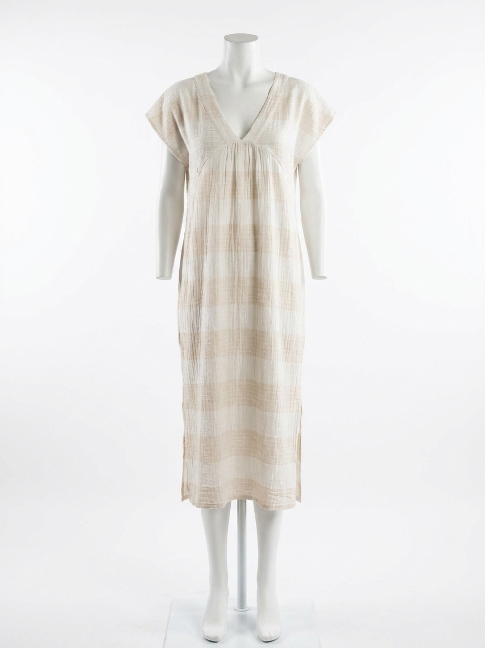 NEW LOVESTITCH stripe midi beach dress in white